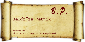 Balázs Patrik névjegykártya