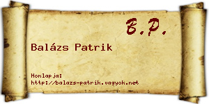 Balázs Patrik névjegykártya