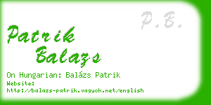 patrik balazs business card
