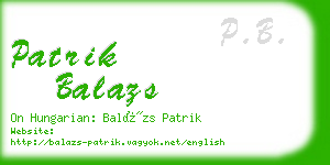 patrik balazs business card